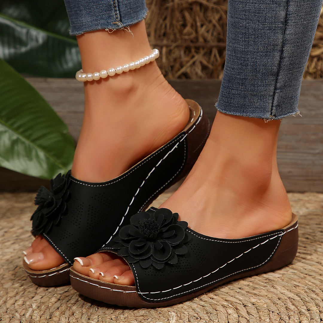 Damen bequeme Sandalen mit floralem Dekor und atmungsaktiver Lochstruktur EB