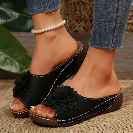 Damen bequeme Sandalen mit floralem Dekor und atmungsaktiver Lochstruktur EB