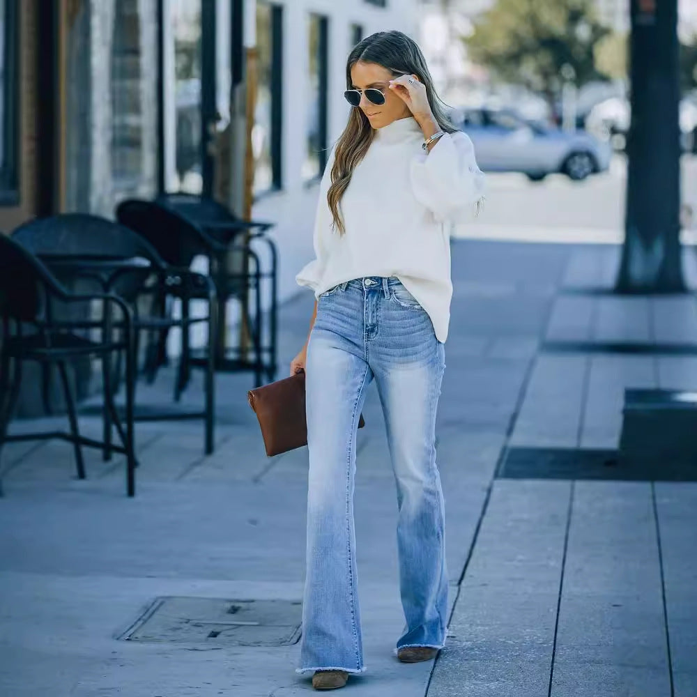 Damen Flared Jeans mit hohem Bund und elegantem Schnitt EB