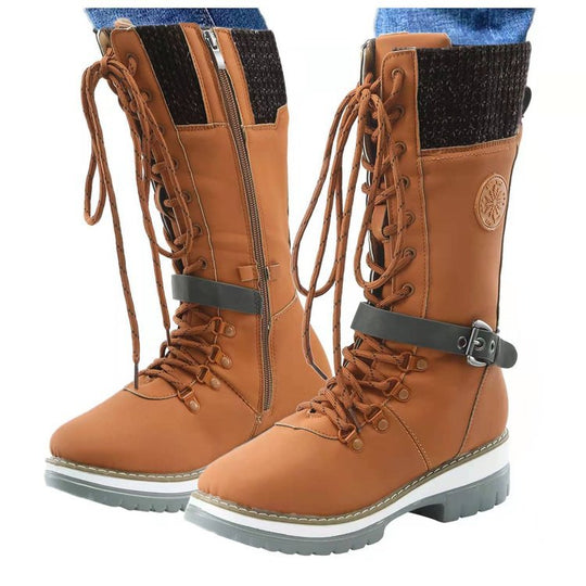 Damen robuste Winterstiefel mit hochschließendem Design und modischen Akzenten EB