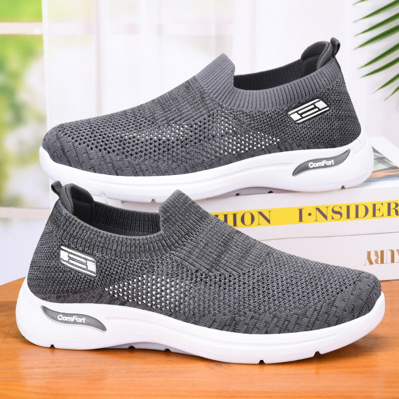 Damen nan nahtloser Strick-Slip-On Alltagswalker mit elastischem Knöchelschaft und stoßdämpfender Luftkissen-Zwischensohle EB