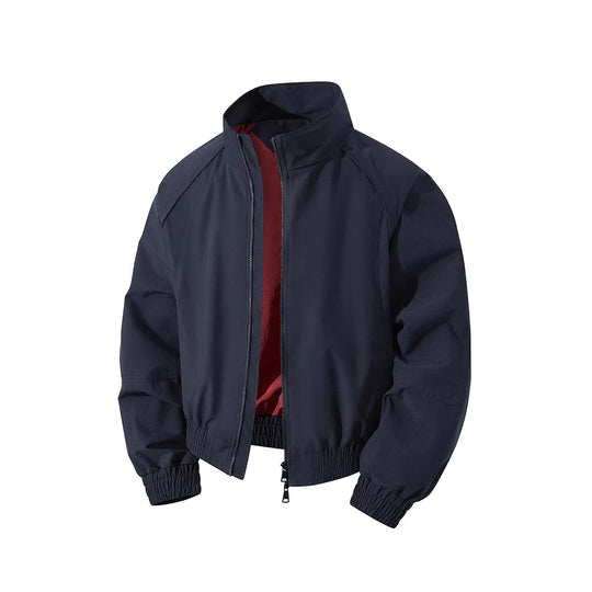 Herren leichter Windblouson mit hochgeschlossenem Kragen, zweiwege-reißverschluss und elastischem Kordelbund EB