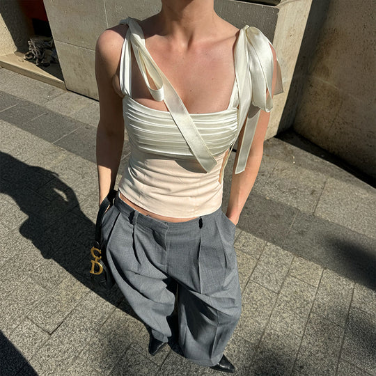 Damen Bandeau-Oberteil mit feinen Rüschendetails EB