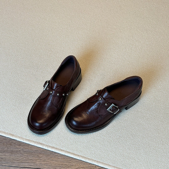 Damen modische Plateau-Schuhe mit dekorativen Riemen und komfortablem Blockabsatz EB