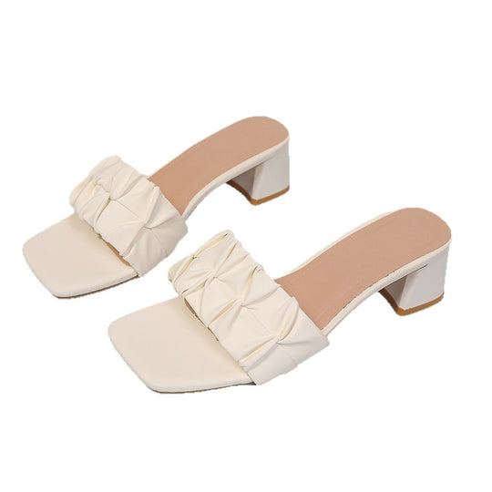 Damen Elegante und komfortable Mules mit raffiniertem Rüschendesign EB