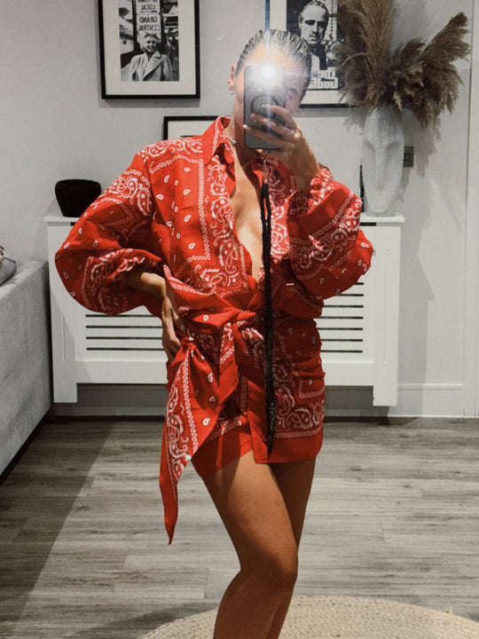 Damen Kimono-Jacke mit eleganter Bandana-Optik und taillierbarem Design EB