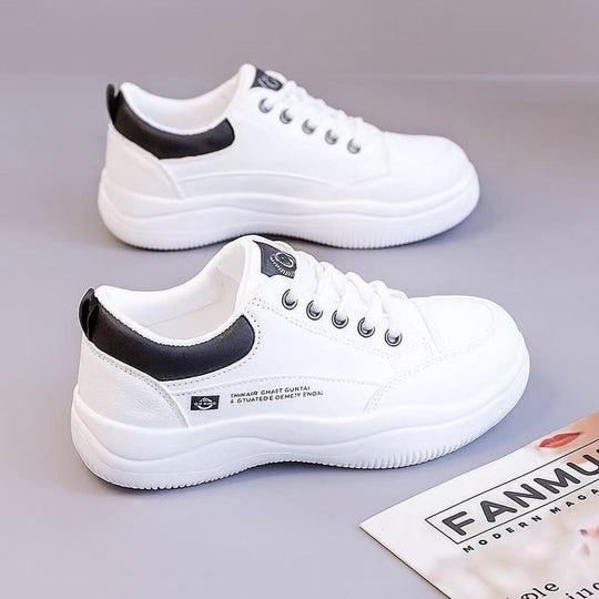 Damen Sportliche Sneakers mit Premium-Leder-Oberfläche und gepolsterter Innensohle EB