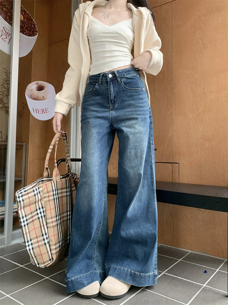 Damen weite High-Waist Jeans mit einzigartigem Schnitt und komfortablem Design EB