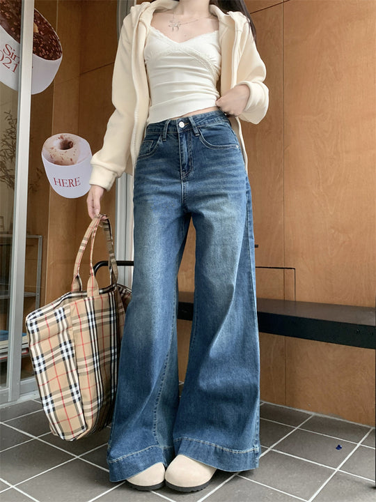 Damen weite High-Waist Jeans mit einzigartigem Schnitt und komfortablem Design EB