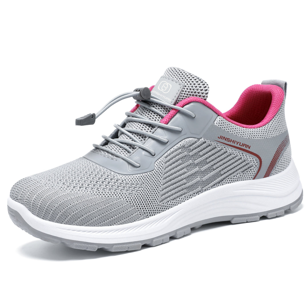 Damen nan leichter atmungsaktiver Strick-Walking-Sneaker mit Schnellzug-Kordel und gedämpfter EVA-Zwischensohle EB