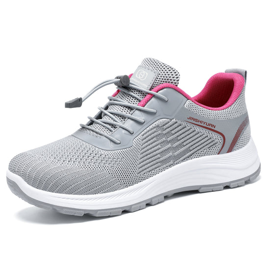 Damen nan leichter atmungsaktiver Strick-Walking-Sneaker mit Schnellzug-Kordel und gedämpfter EVA-Zwischensohle EB
