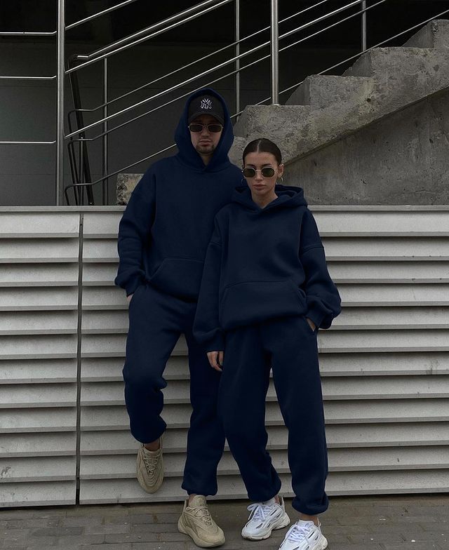 Unisex Oversize-Kapuzenpullover und Relax-Jogginghose Set aus hochwertiger Baumwollmischung EB