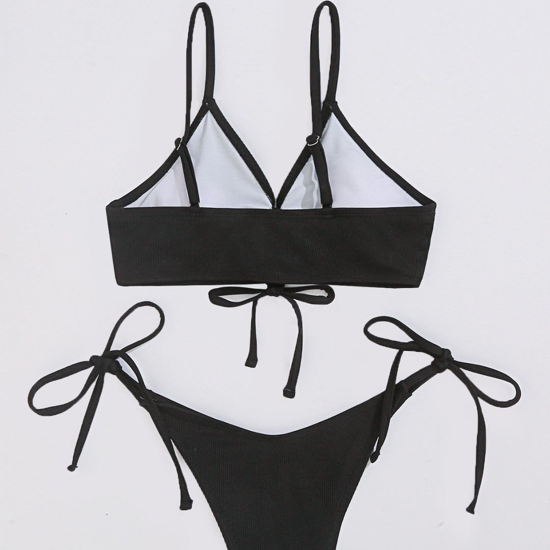 Damen Triangel-Bikini mit verstellbaren Trägern und raffiniertem Knoten EB