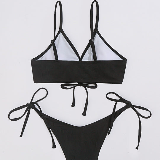 Damen Triangel-Bikini mit verstellbaren Trägern und raffiniertem Knoten EB