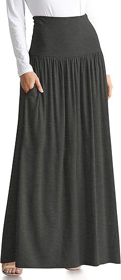 Damen Maxi-Rock mit elastischem Bund und Taschen EB