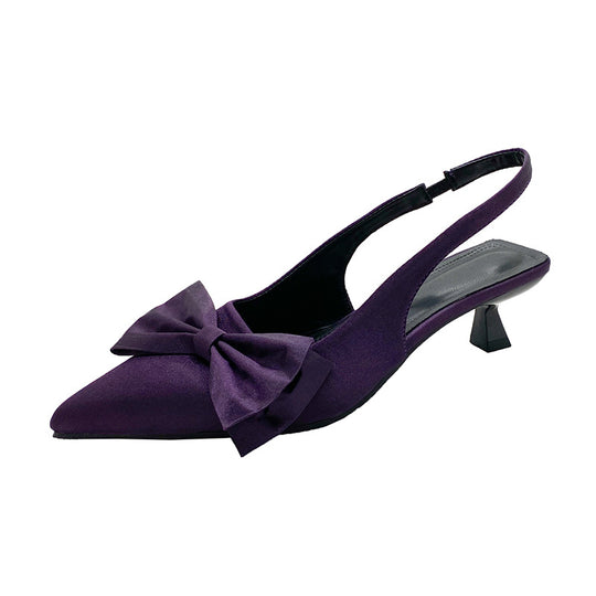 Damen Slingback-Pumps mit dekorativer Schleife und hochwertiger Velours-Oberfläche EB