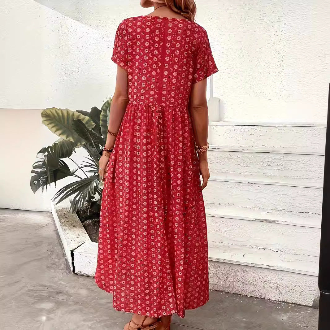 Damen Maxikleid mit floralen Mustern und lässiger Taillierung EB
