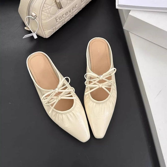 Damen elegante Slipper mit dekorativer Schnürung EB