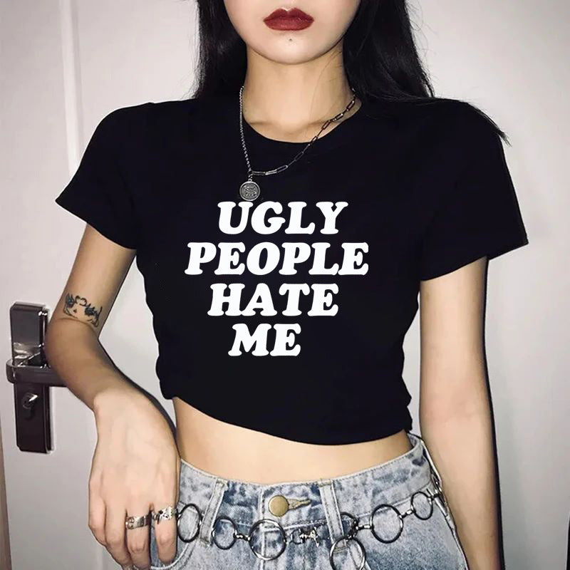 Damen Crop-T-Shirt mit verspieltem Kirschmotiv und elegantem Schleifenprint EB