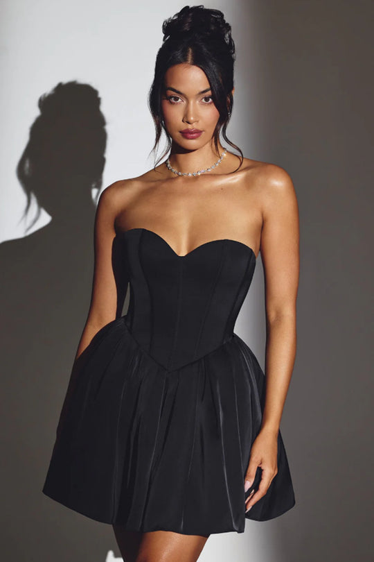 Damen Elegantes Taillen-Bustierkleid mit schwingendem Rock EB