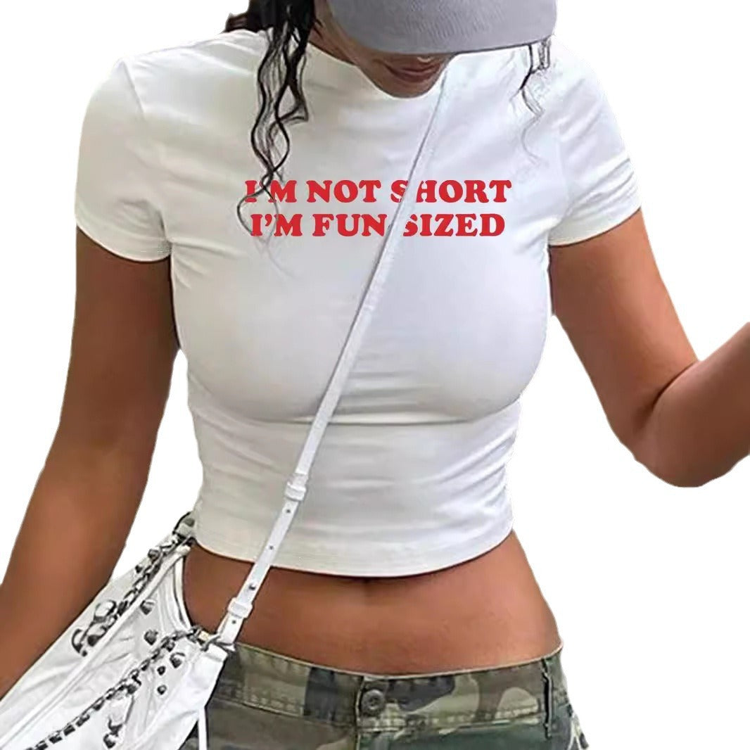 Damen Crop-T-Shirt mit künstlerischem Lippenmotiv und kreativem Druck EB