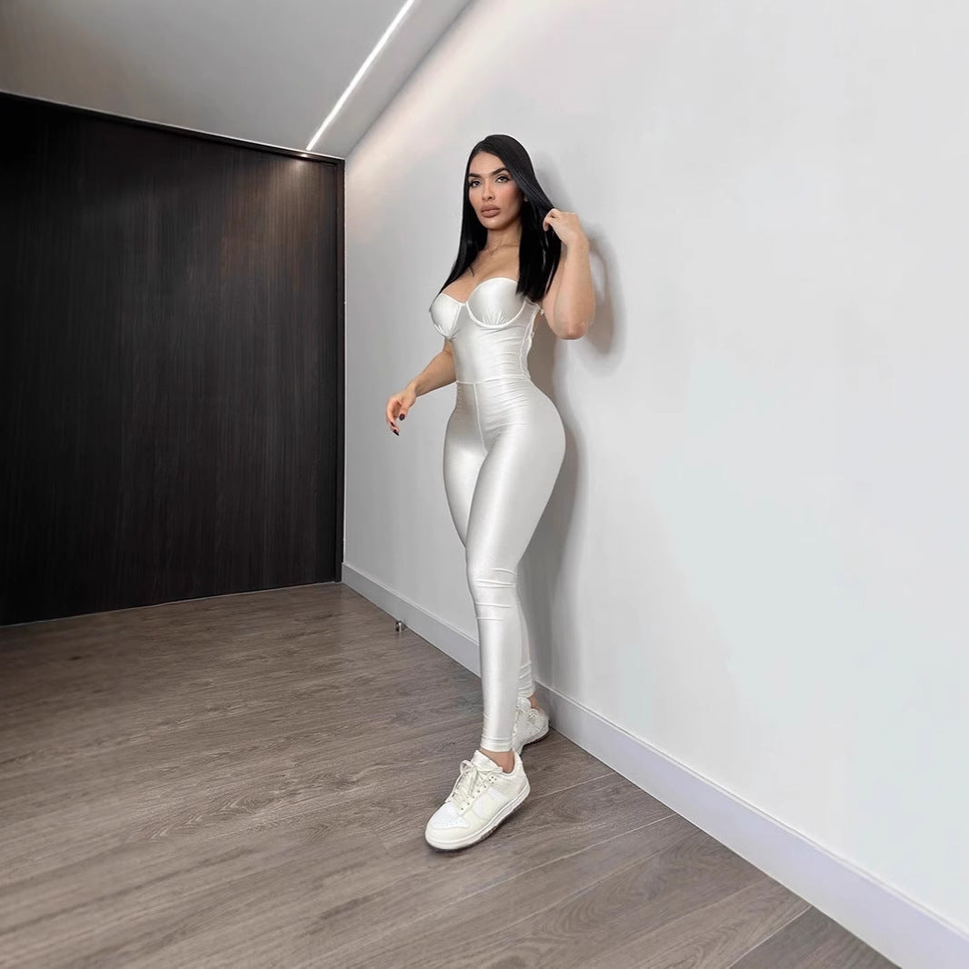 Damen Körperbetonter Jumpsuit mit Bügel-Bustier EB