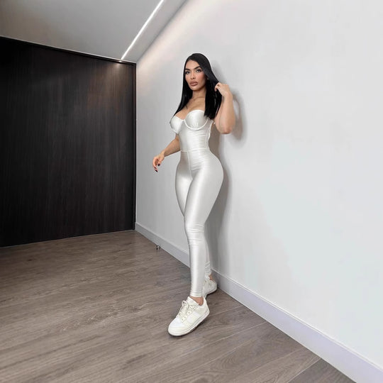 Damen Körperbetonter Jumpsuit mit Bügel-Bustier EB