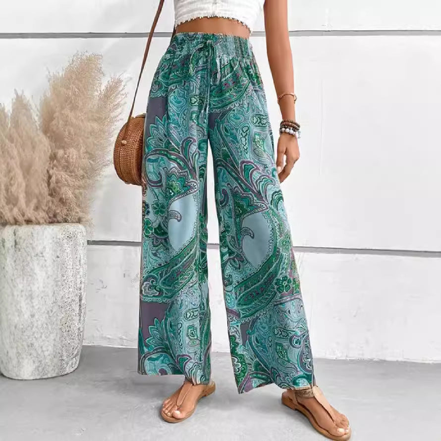 Damen Palazzo-Hose mit weitem Bein und Paisleymuster EB