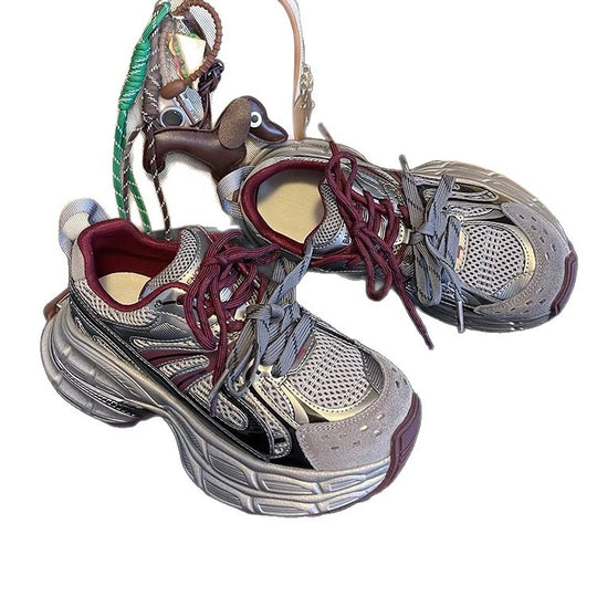 Damen Modische Chunky Sneakers mit dämpfender Sohle und atmungsaktivem Obermaterial EB