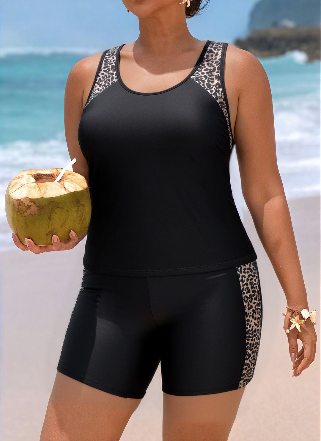 Damen Sportliches Badeoutfit mit Floralprint EB