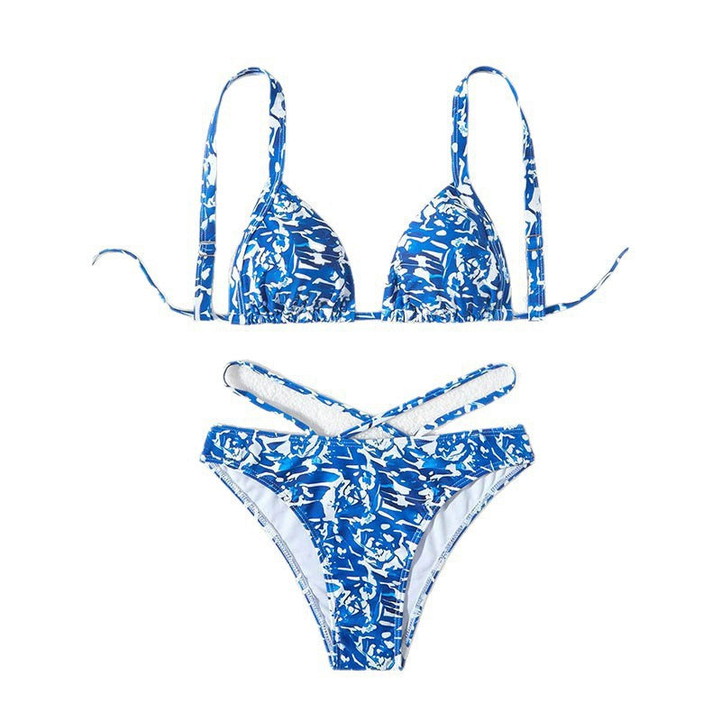 Damen Bunte Triangel-Bikini mit verstellbaren Trägern EB