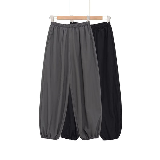 Damen Sportliche Sweatpants mit elastischem Bund und weiten Beinen EB