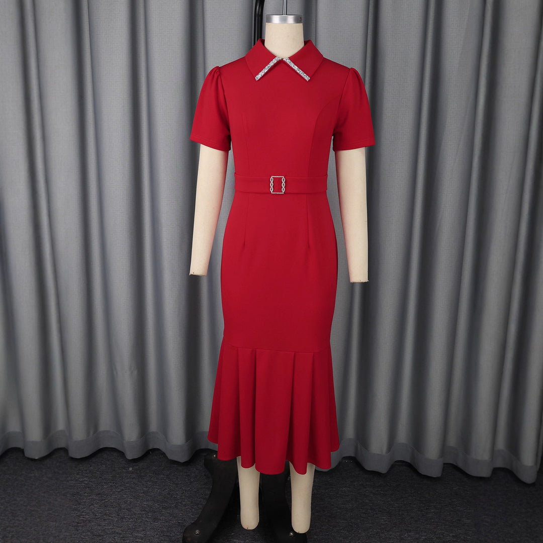 Damen figurbetontes Abendkleid mit Rüschen und eleganter Ausstattung EB
