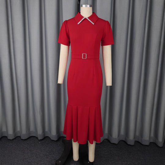 Damen figurbetontes Abendkleid mit Rüschen und eleganter Ausstattung EB