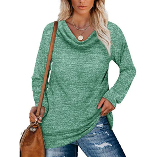 Damen lässiges Langarmshirt mit klassischem Wasserfall-Ausschnitt EB