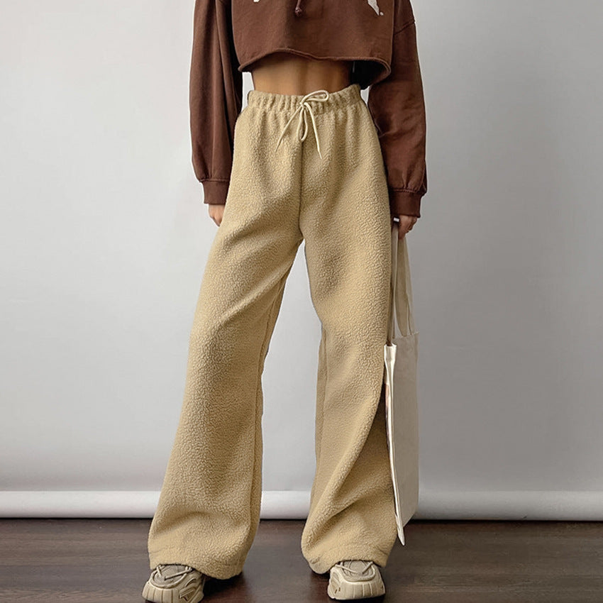 Damen Bequeme Fleece-Hose mit weitem Schnitt EB