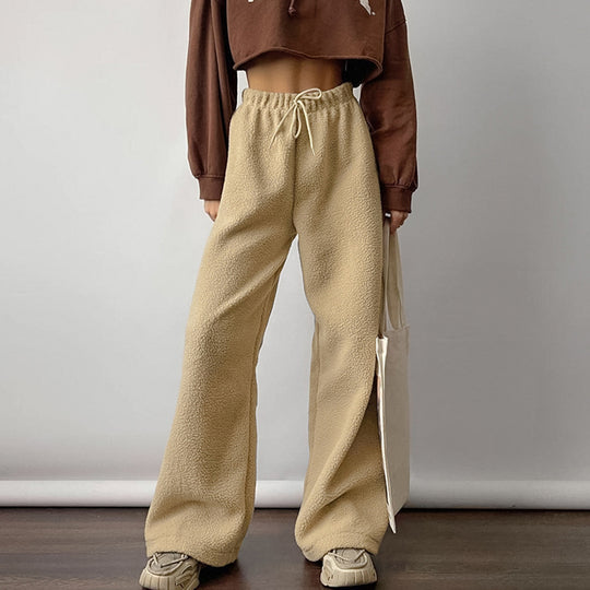 Damen Bequeme Fleece-Hose mit weitem Schnitt EB