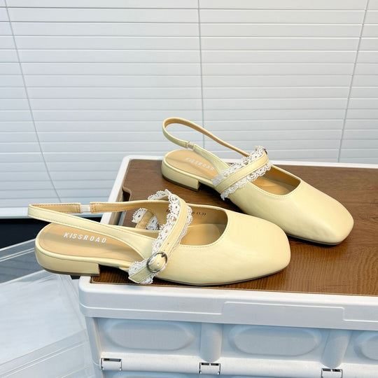 Damen Slingback Ballerinas mit zarter Spitzenverzierung und komfortablem Fußbett EB