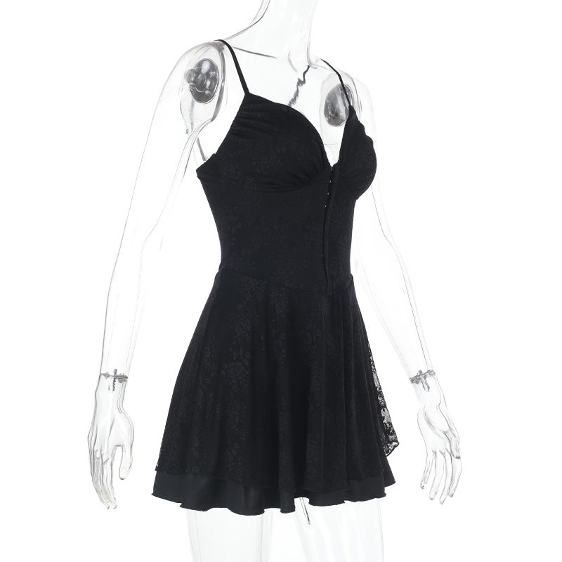 Damen ärmelloses Minikleid mit Spitzenapplikationen EB