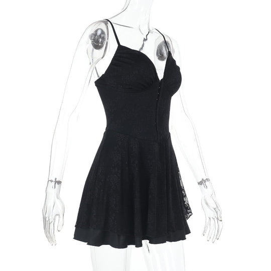 Damen ärmelloses Minikleid mit Spitzenapplikationen EB