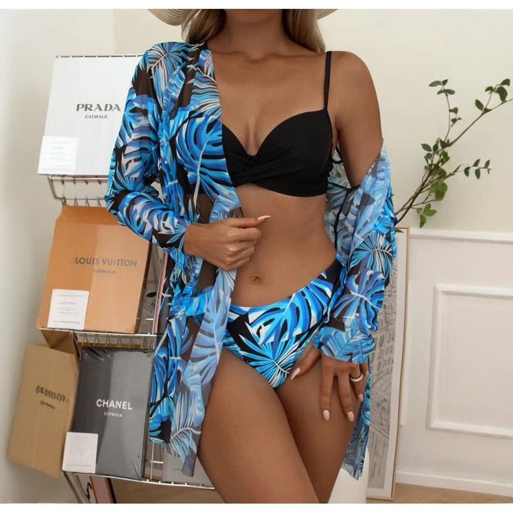 Damen geraffte Strandüberjacke mit floralem Muster EB
