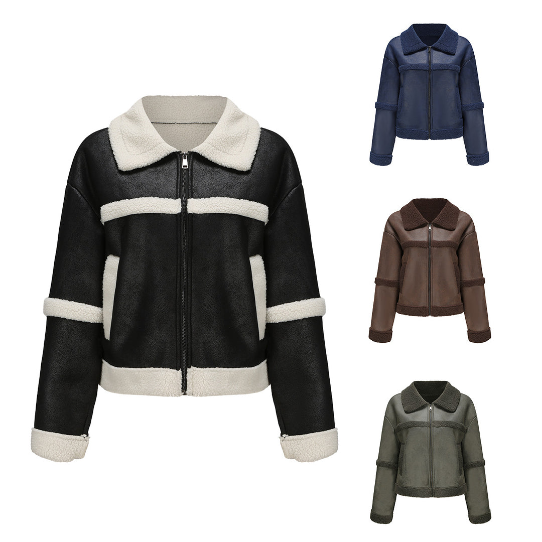Damen nan kurze Teddyjacke im Aviator-Stil mit Reißverschluss EB
