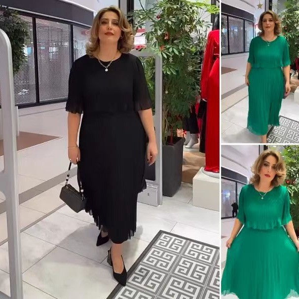 Damen Elegantes Midikleid mit transparenzähnlichen Ärmeln und stilvollen Rüschen EB
