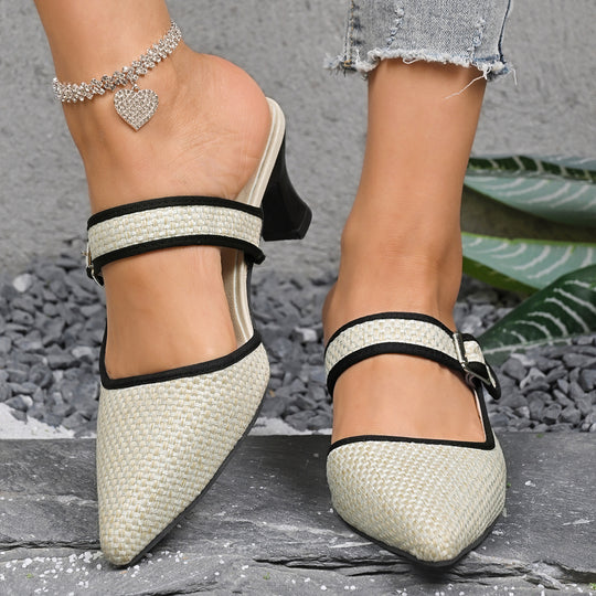 Damen elegante Slingback-Pumps mit modischem Riemchen und feinem Textur-Muster EB