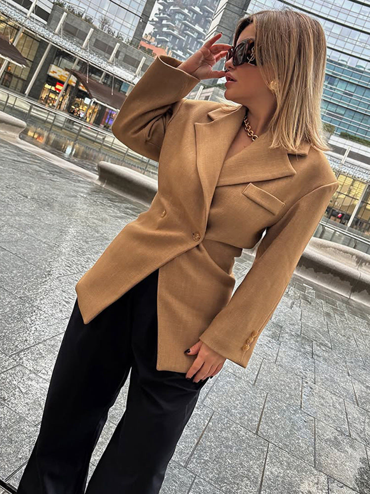 Damen Elegante oversized Blazerjacke mit Knopfdetails und zeitgemäßer Silhouette EB