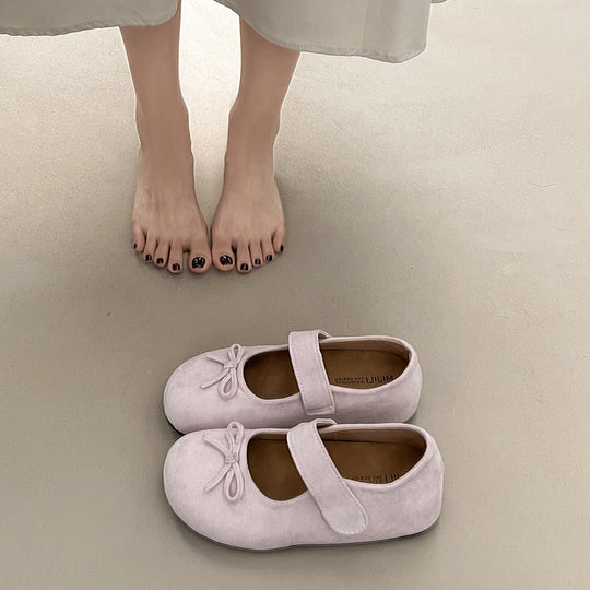 Damen Ballerinas mit praktischem Klettverschluss und verspieltem Schleifendetail EB