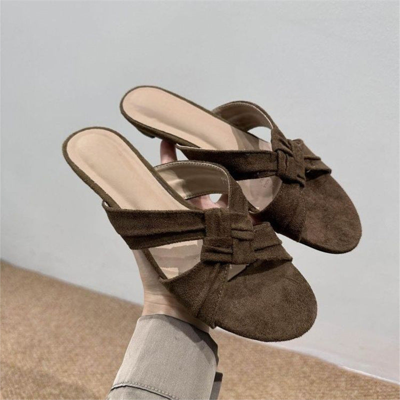 Damen Ballerina-Sandalen mit dekorativem Knoten-Riemen EB