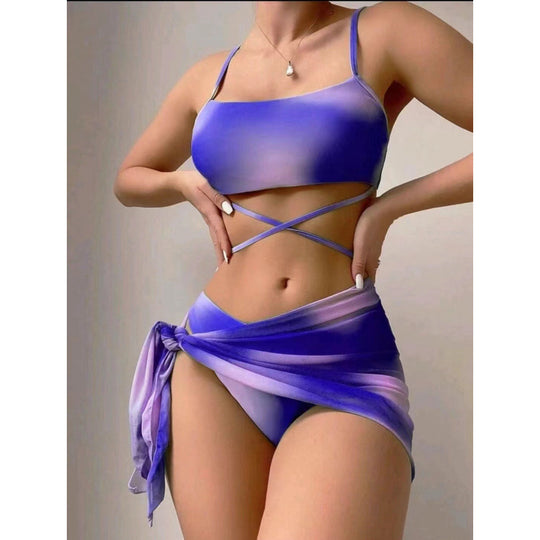Damen Bikini-Set mit stylischem Wickelrock und verstellbaren Trägern EB