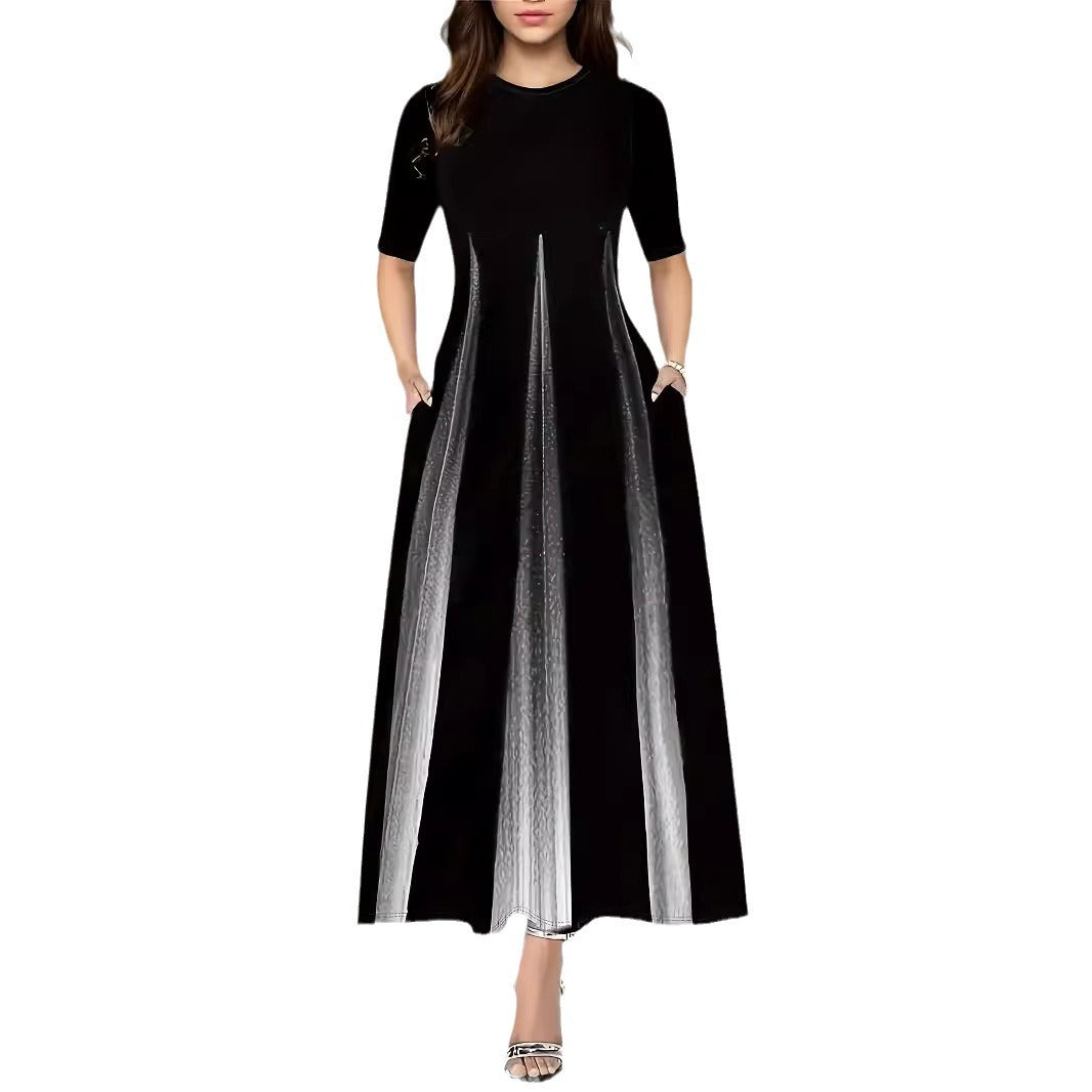 Damen Maxikleid mit schickem Faltenwurf und seitlichen Taschen EB