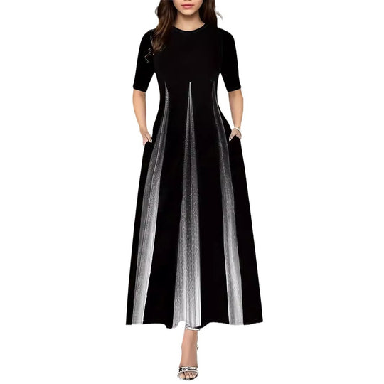 Damen Maxikleid mit schickem Faltenwurf und seitlichen Taschen EB